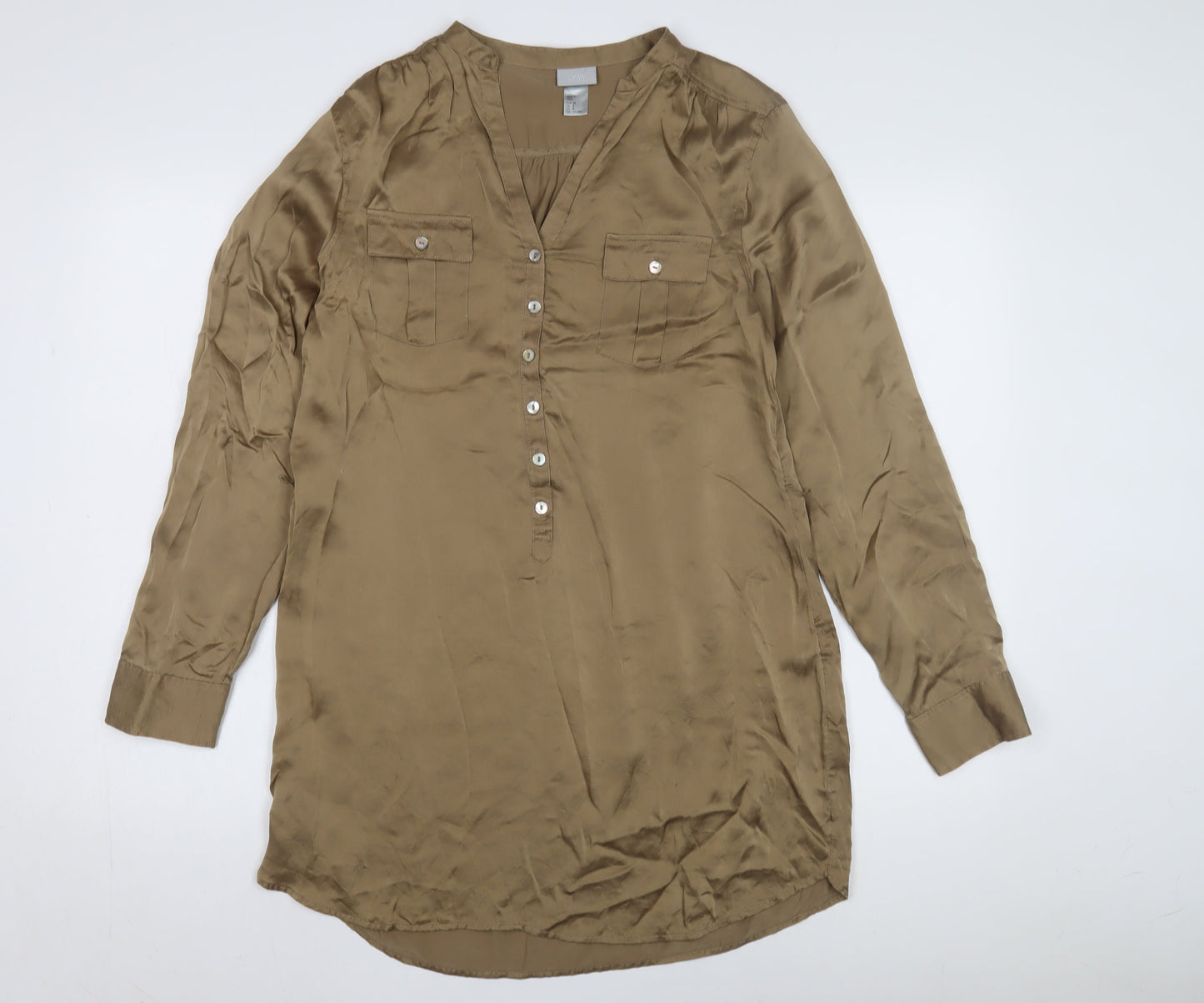 H&M Womens Brown Shirt Dress Size 10 Casual