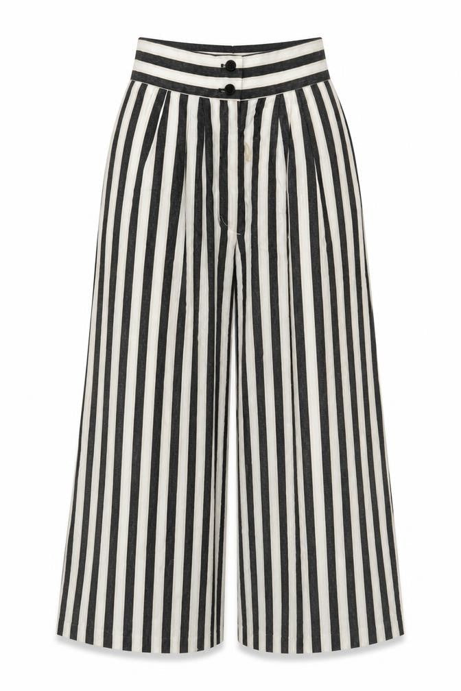 H&M Women's Multicoloured Wide-Leg Trousers, Size 8