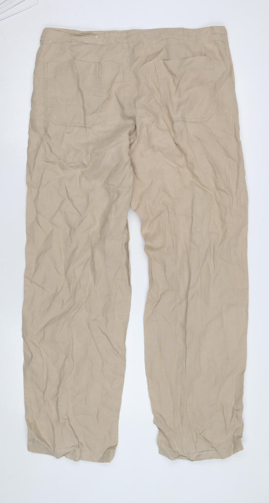 Denver Beige Straight Trousers Size 36 Unisex Adults