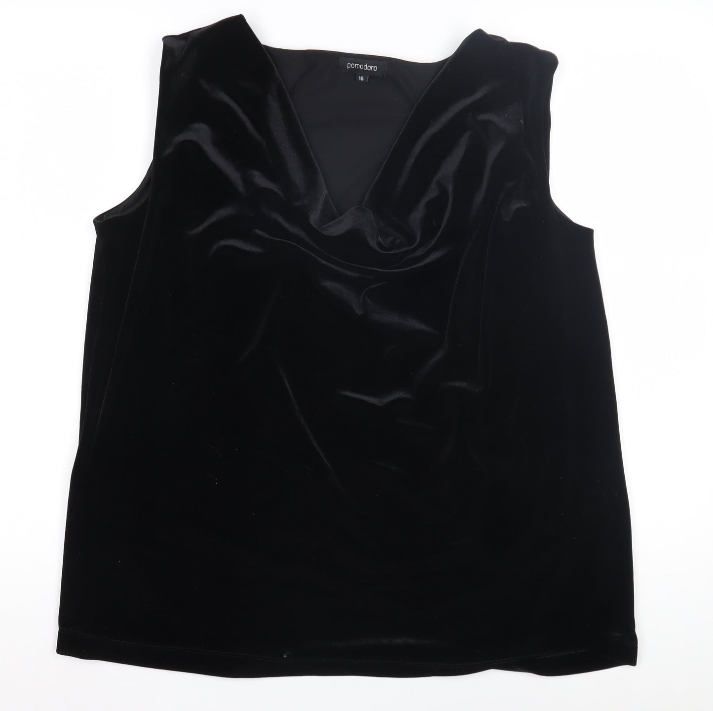 Pomodoro Women's Black Velvet Cowl Neck Blouse Size 16