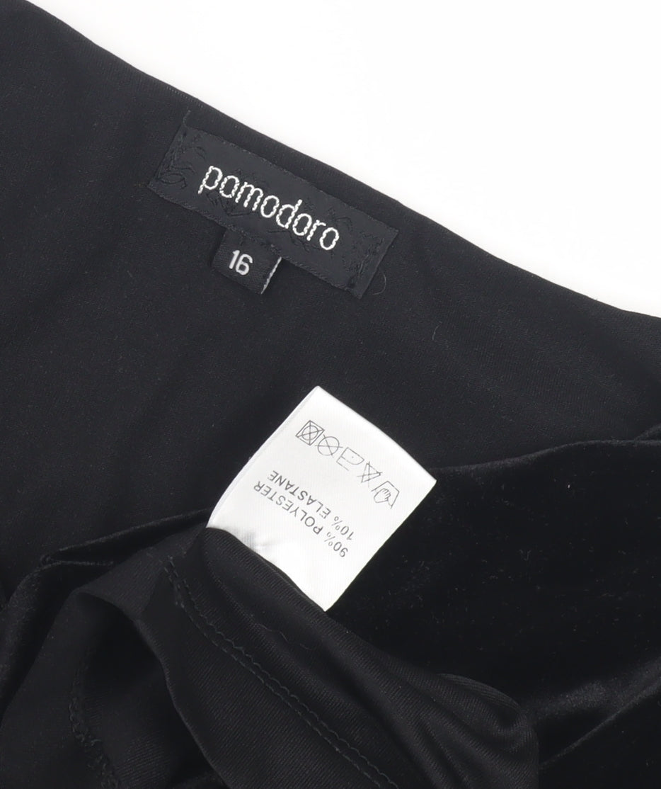 Pomodoro Women's Black Velvet Cowl Neck Blouse Size 16