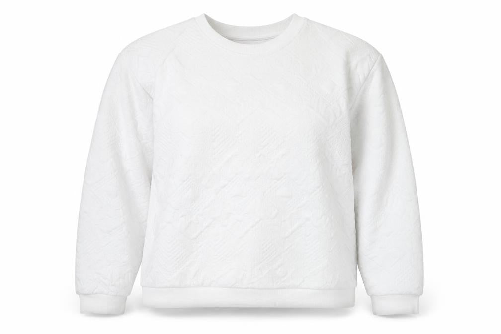 Women’s White L Pullover Sweatshirt, Geometric Pattern