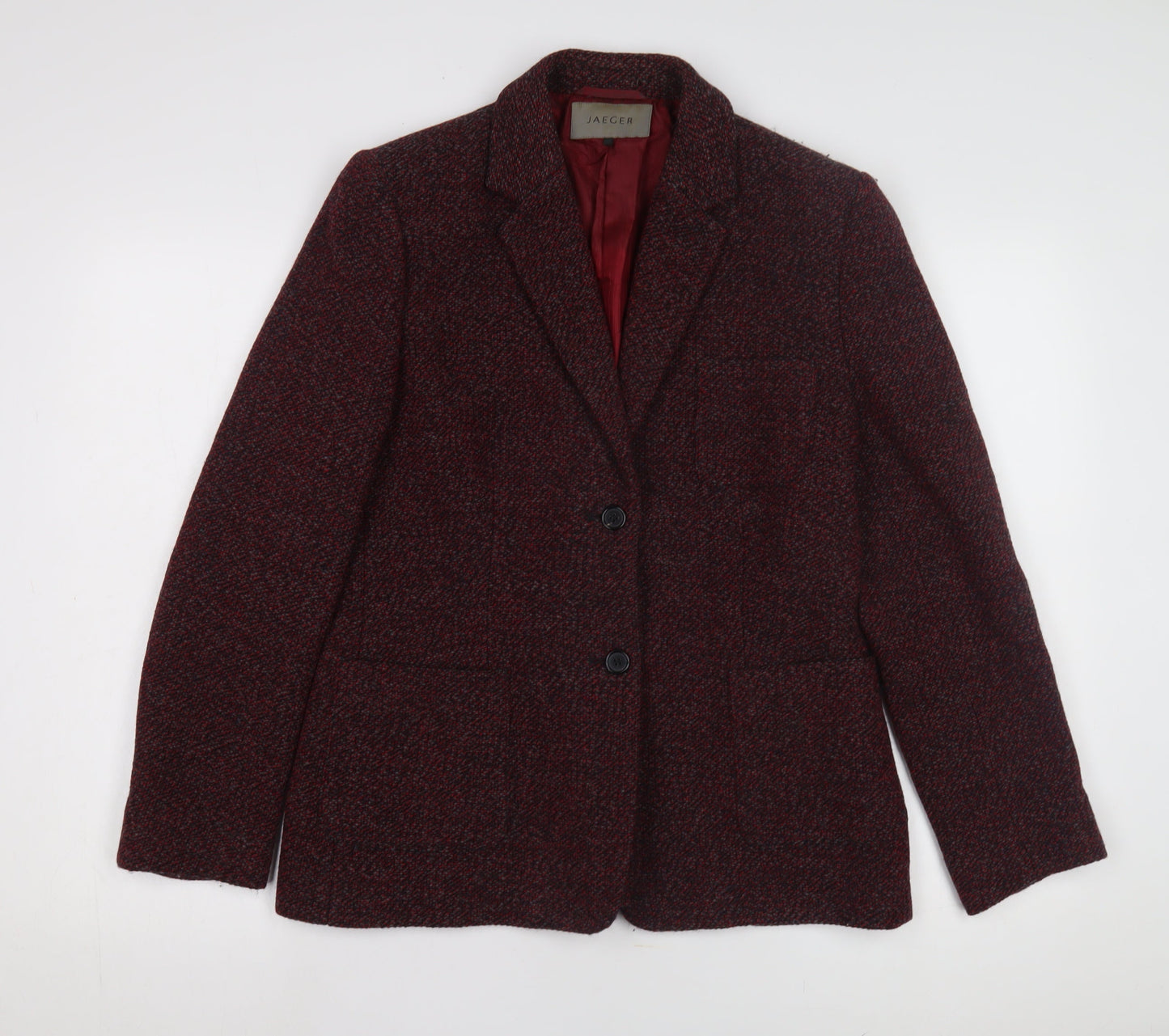 Jaeger Women's Red Wool Tweed Blazer, Size 10, Classic Style