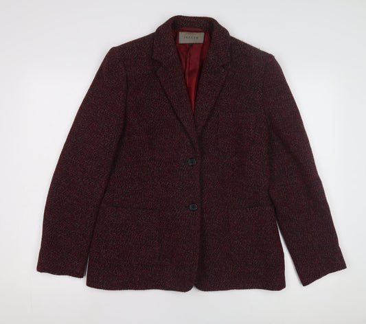 Jaeger Women's Red Wool Tweed Blazer, Size 10, Classic Style