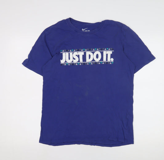 Nike Men's Blue Graphic Print T-Shirt, Medium
