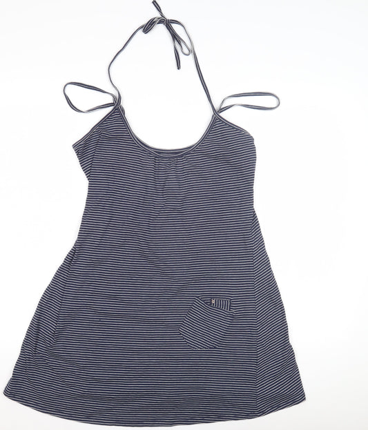 Quiksilver Women's Blue Striped Sleeveless Slip Dress