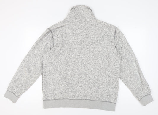 Next Men's Grey XL Pullover Sweatshirt, Button Accent