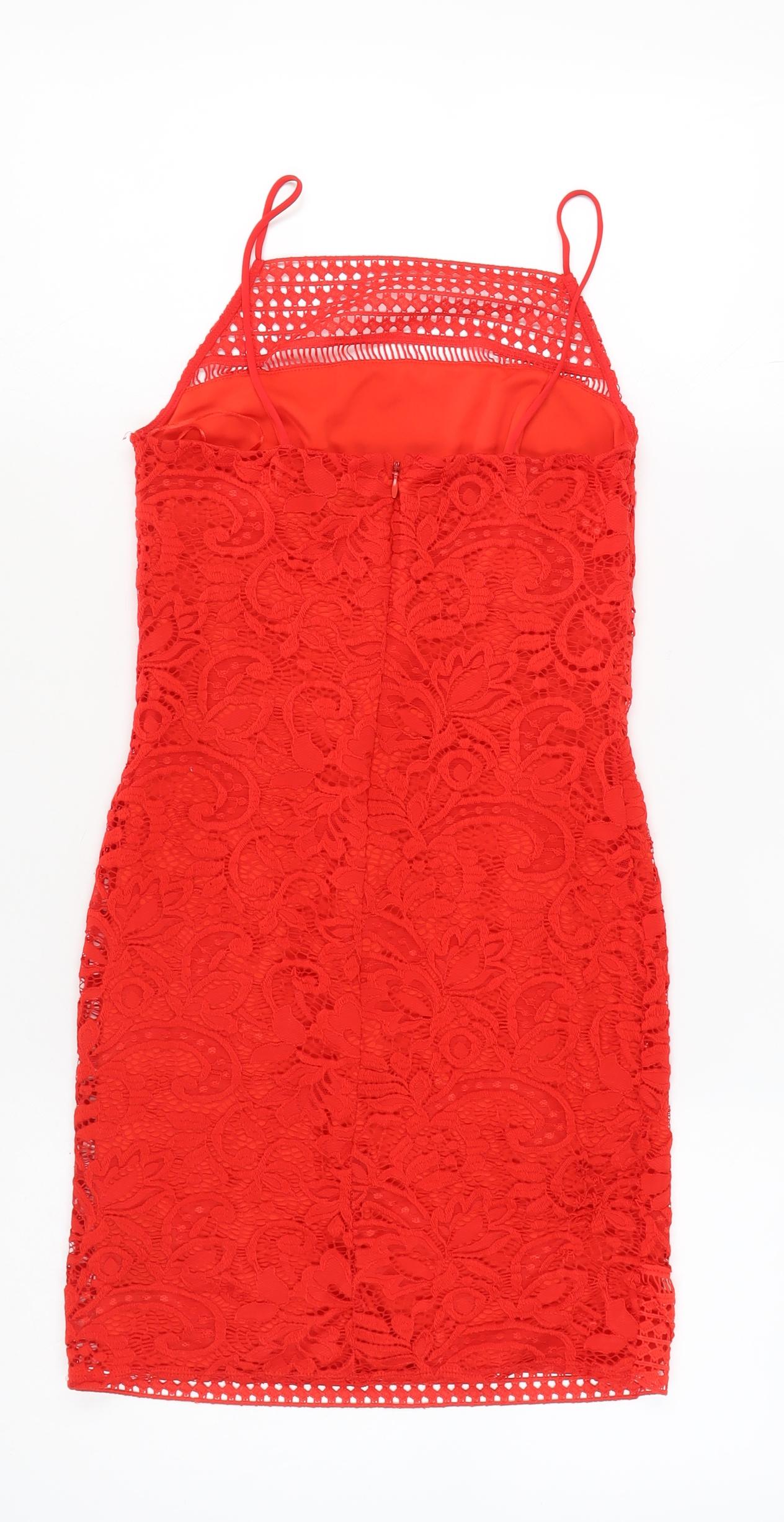 Topshop Women's Red Bodycon Dress UK 8