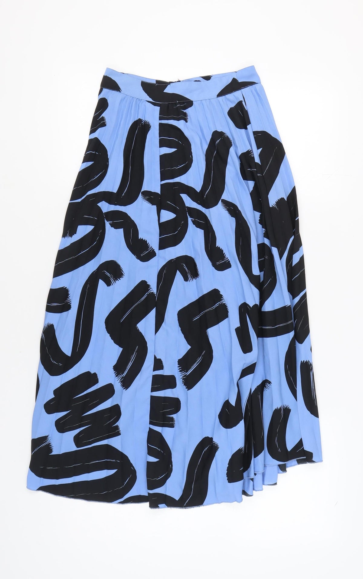 Back view of ASOS Women's Blue Geometric Pleated Skirt, size 8