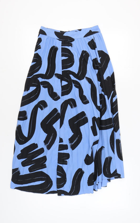 ASOS Women's Blue Geometric Pleated Skirt, Size 8