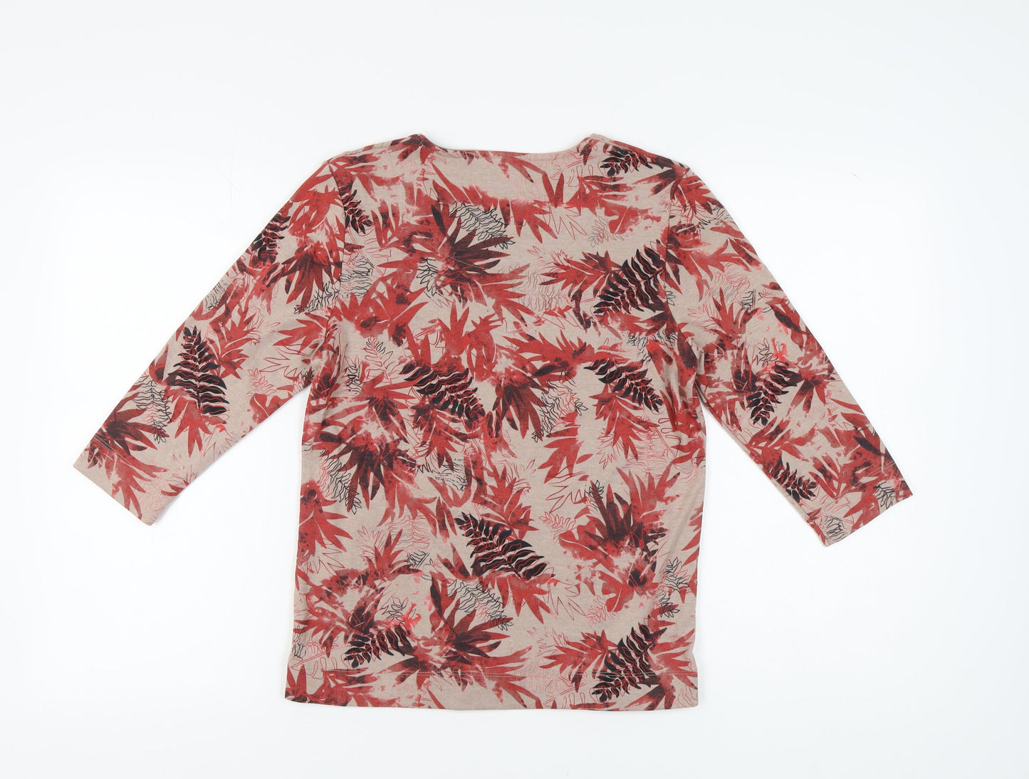 TIGI Women Beige Floral T-Shirt Size 10