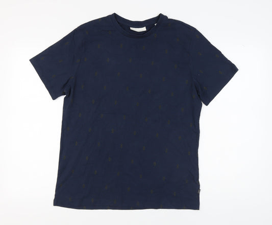 CASUAL FRIDAY Men's Blue Geometric T-Shirt, Size L