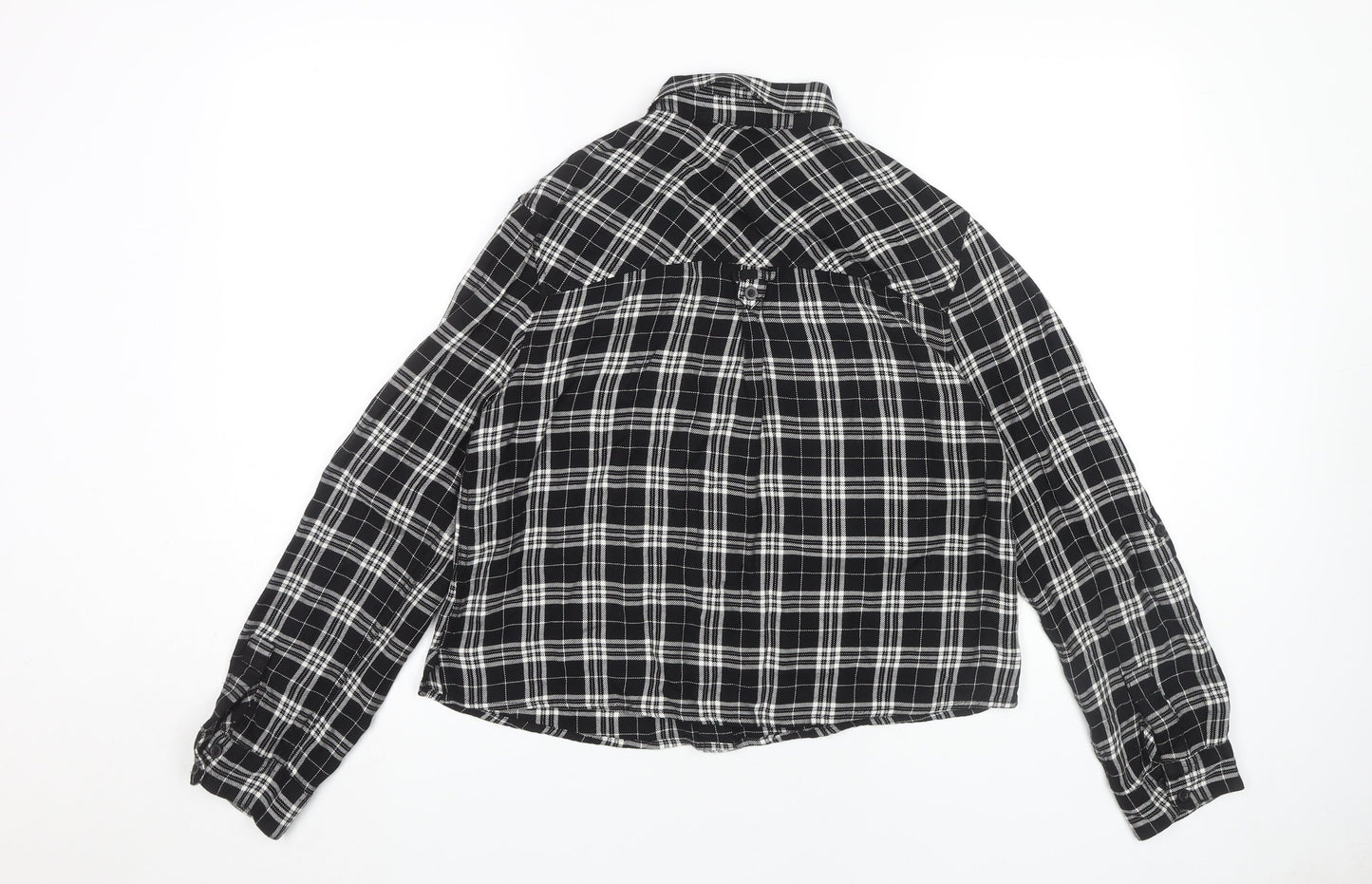 Marks and Spencer Women's Black Plaid Button-Up Shirt Size 10