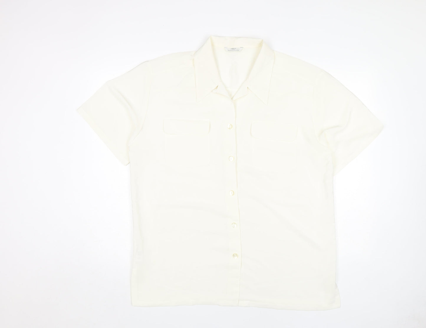 Marks and Spencer Women's Ivory Button-Up Shirt Size 18