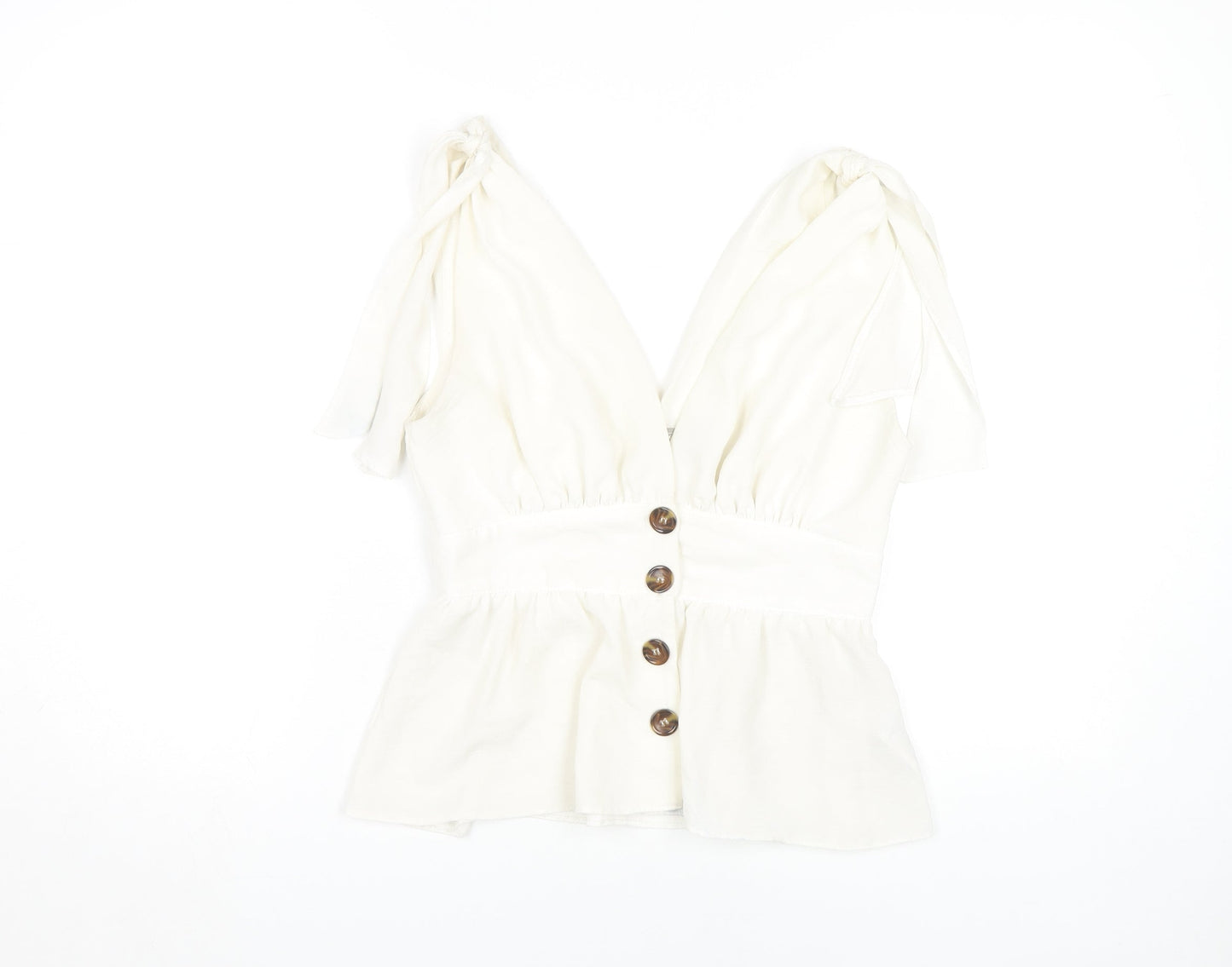 ASOS Women's White Button V-Neck Blouse Size 8