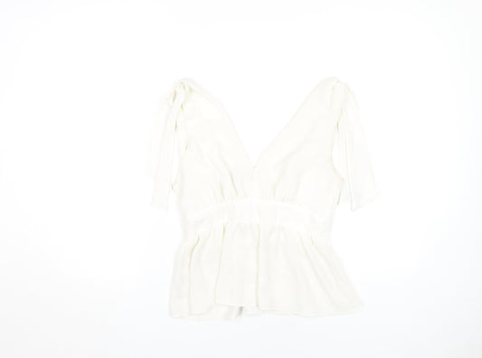 ASOS Women's White Button V-Neck Blouse Size 8
