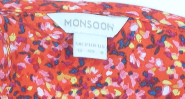 Monsoon Women's Red Floral Blouse Size 12