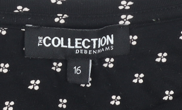 The Collection Black Floral 3/4 Sleeve Blouse Women's 16