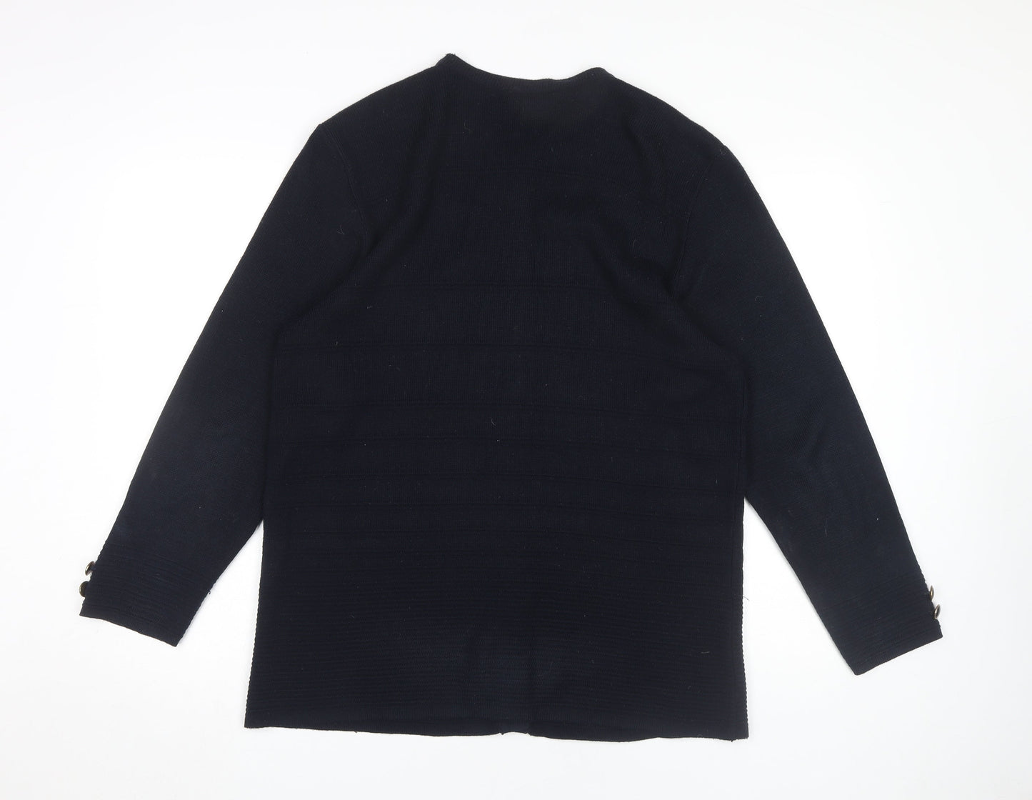 Canda Women's Black Medium Cardigan - Buttoned Round Neck
