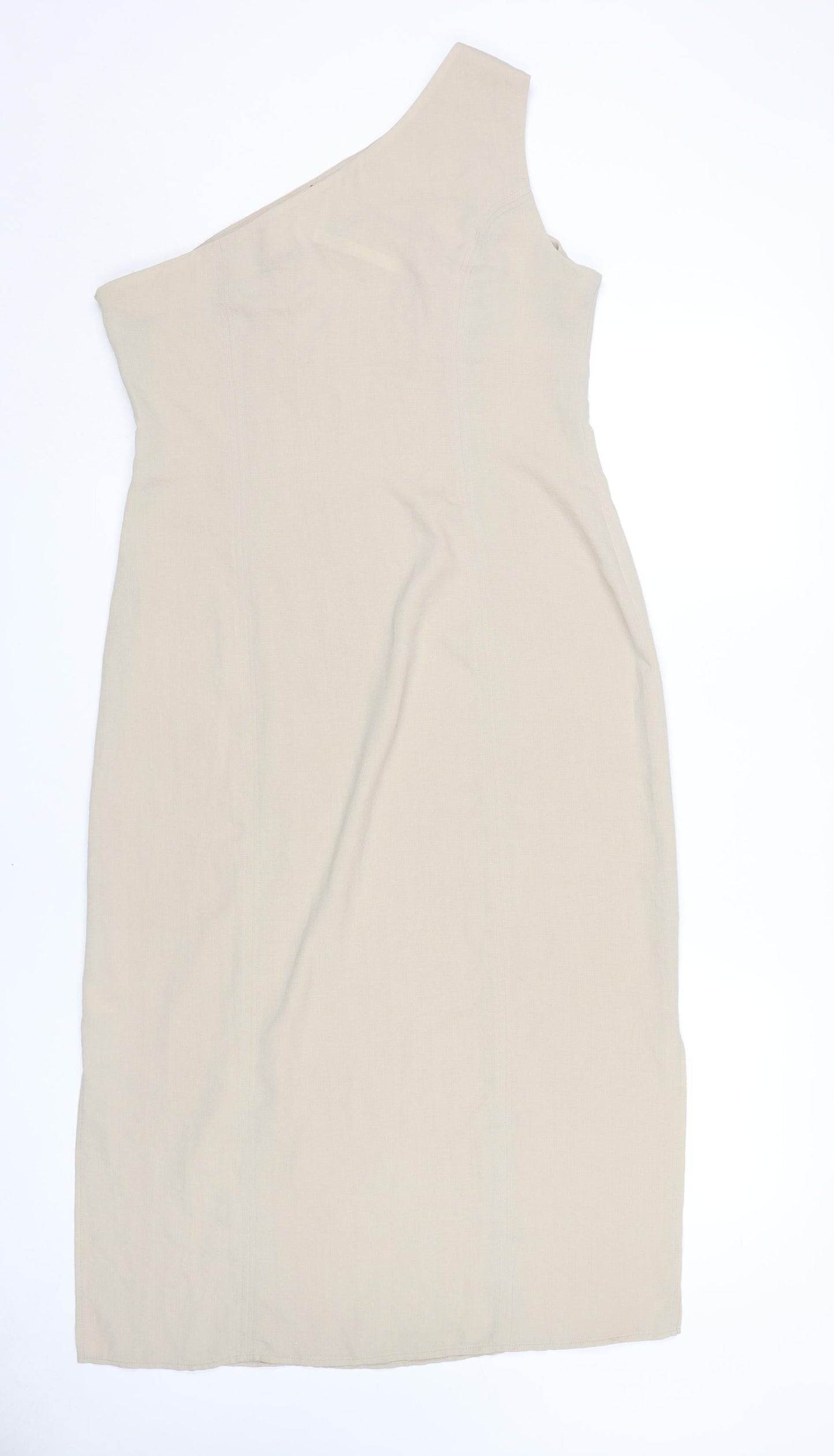 ASOS Women's Beige One Shoulder Dress Size 14