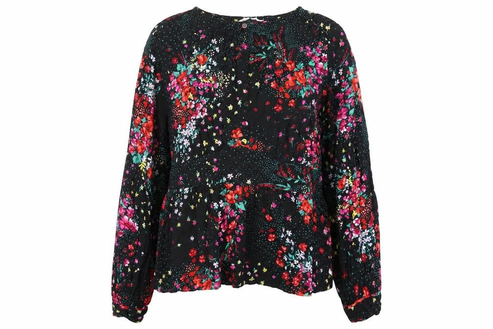 Front view of Marks & Spencer Floral Black Blouse -, size 14