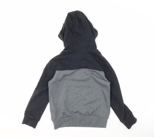 Under Armour Boys Black Grey Hoodie, Size S, Colourblock 1/2 Zip