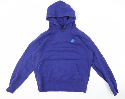 Nike Men's Blue Pullover Hoodie, Medium, Logo Accent