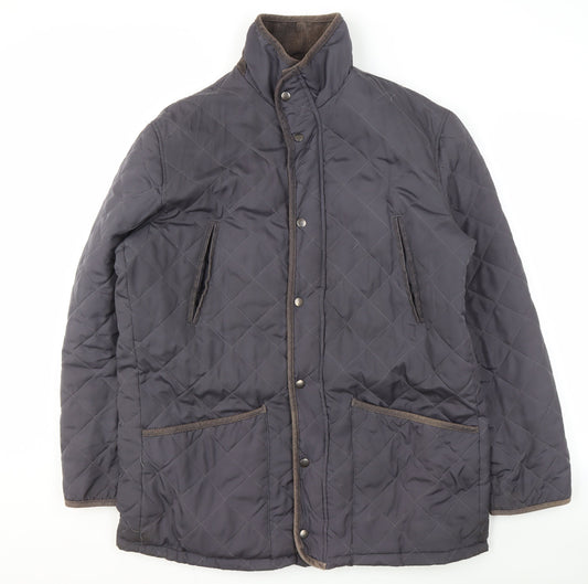 Paul Costelloe Men's Black Quilted Jacket L Stand-Up Collar