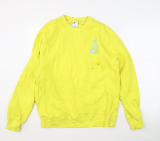 Nike Unisex Yellow Graphic Sweatshirt M Pullover
