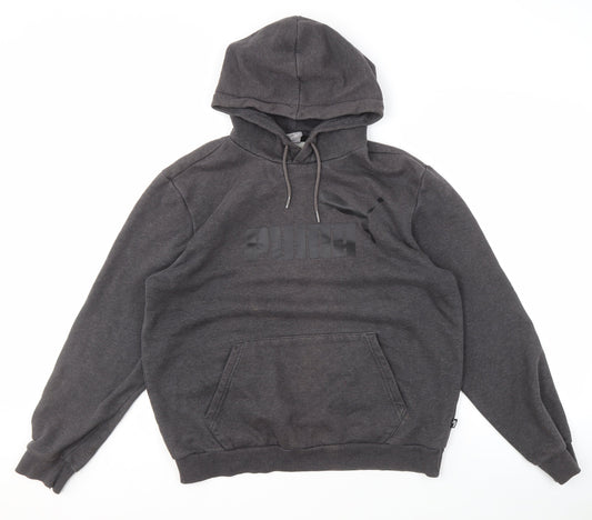 Puma Men's Grey Pullover Hoodie, M, Logo, Regular Fit