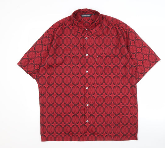 Quiksilver Men's Red Geometric Short Sleeve Shirt M