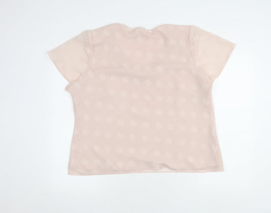 Jacques Vert Women's Beige V-Neck Polka Dot Top Size 22