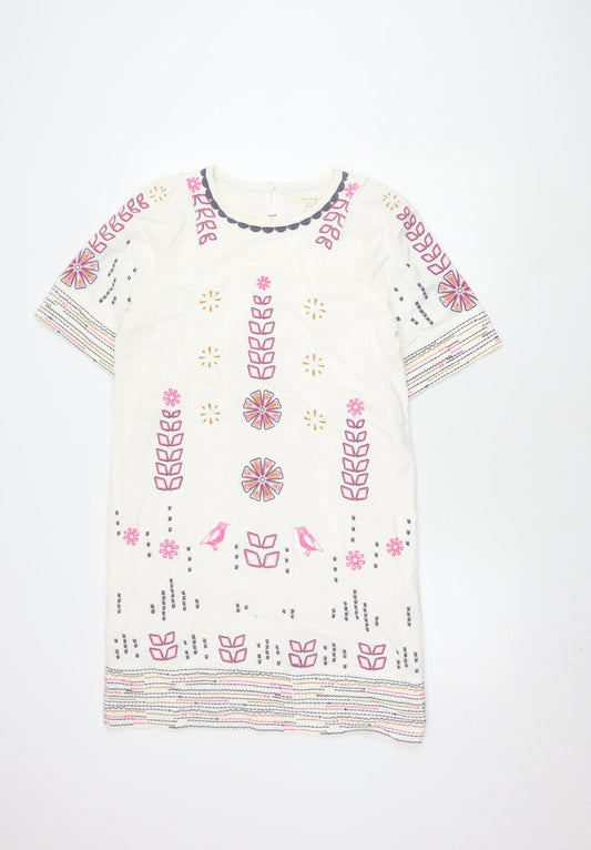 White Stuff Women's Multicoloured Dress, Size 8, Embroidered