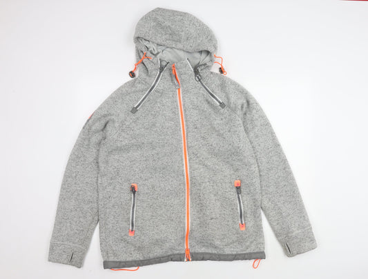 Superdry Men's Grey Hooded Jacket 2XL Full Zip Casual