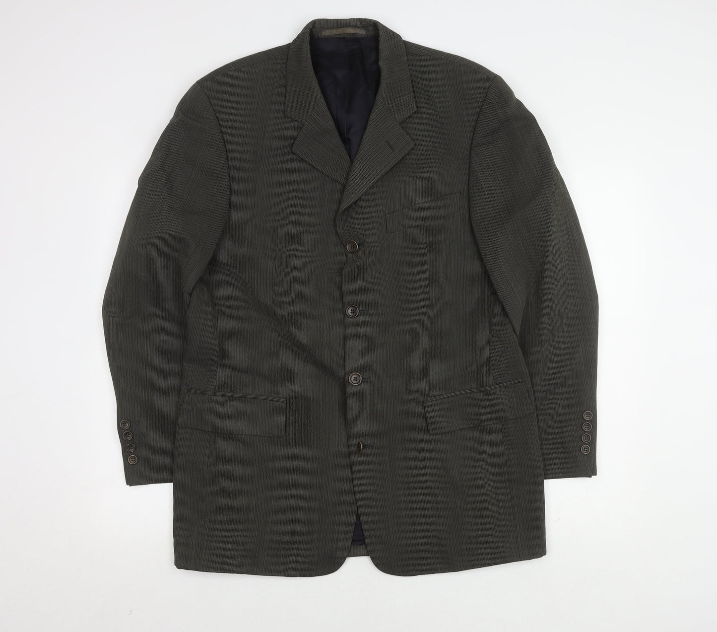 Van Gils Grey Men's Blazer 40R, Wool, Stripe Pattern