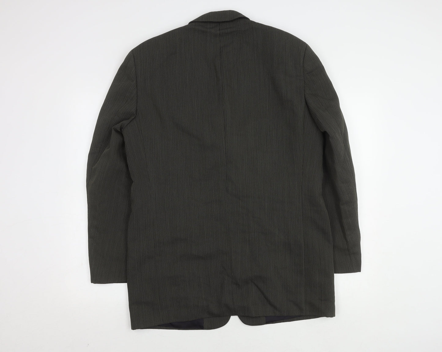 Van Gils Grey Men's Blazer 40R, Wool, Stripe Pattern