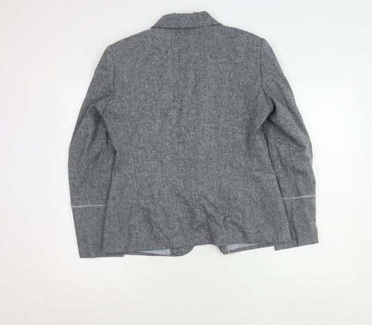 Delmod Women's Grey Blazer, Size 12, Classic Fit