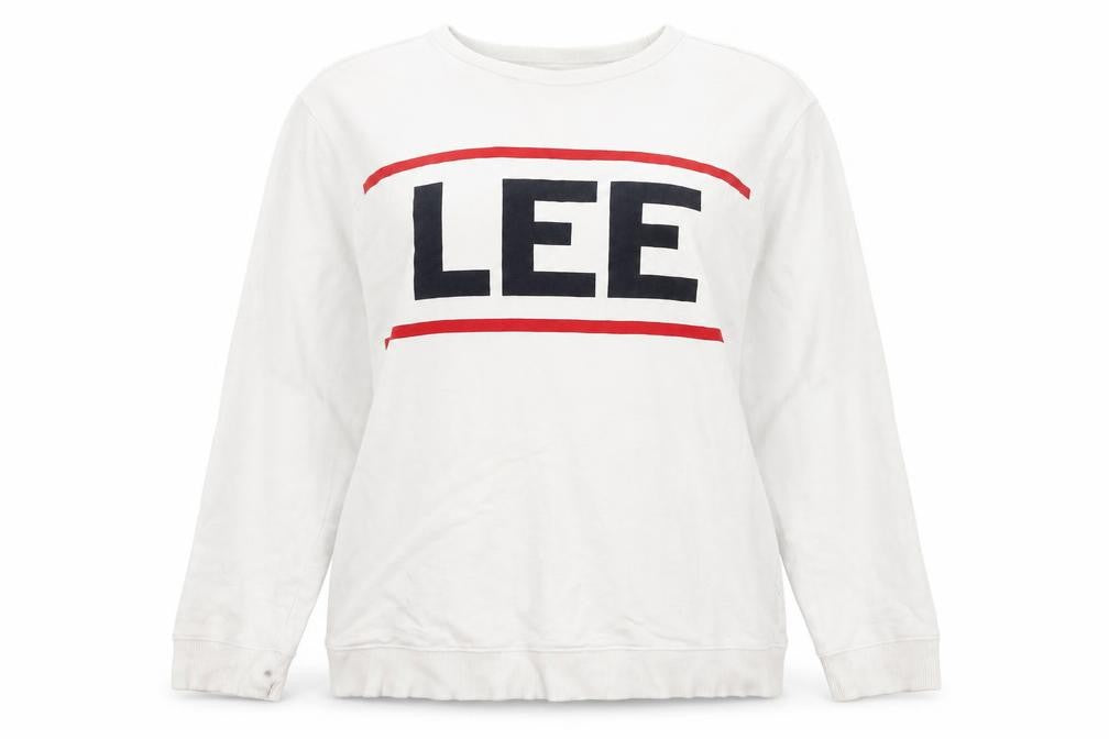 Unisex Adults UK XL Regular Lee White Pullover Sweatshirt