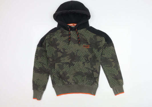 Superdry Men's Green Camouflage XS Pullover Hoodie