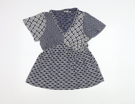 Fat Face Women's Blue Geometric Tunic Blouse Size 12