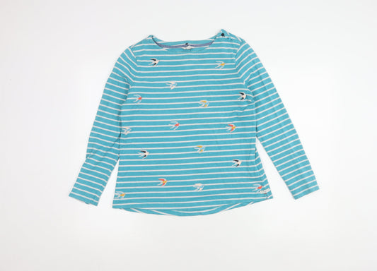 White Stuff Women's Blue Striped T-Shirt, Size 12