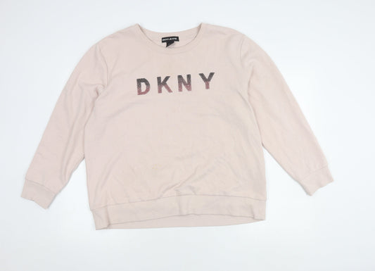DKNY Jeans Women's Beige XL Pullover Sweatshirt Crew Neck
