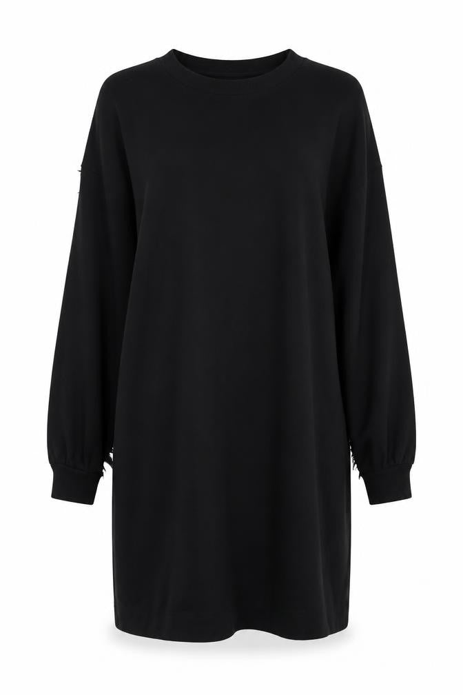 Front view of Oliver Bonas Black Feather Accented Dress, size 12