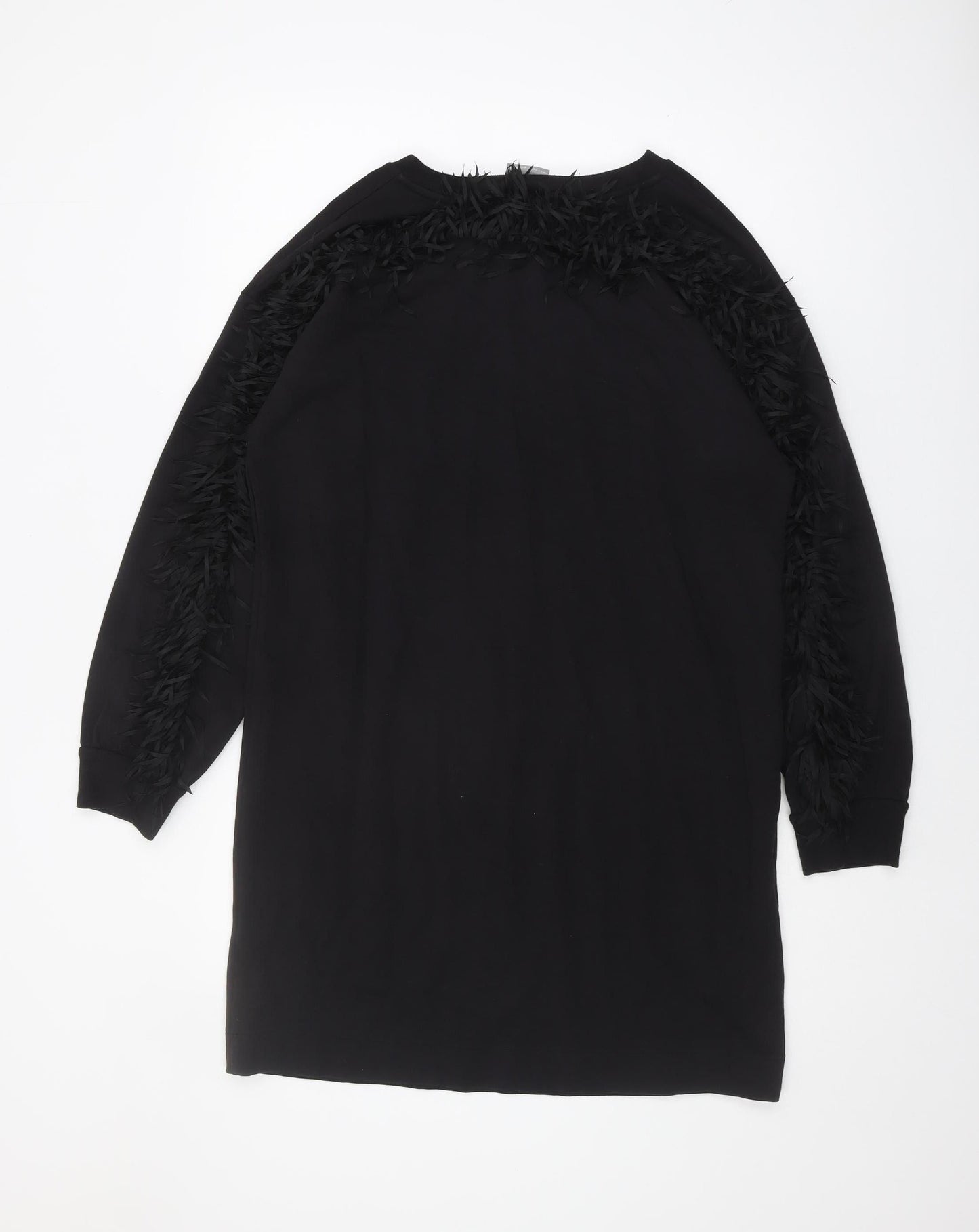 Oliver Bonas Black Feather Accented Dress Size 12
