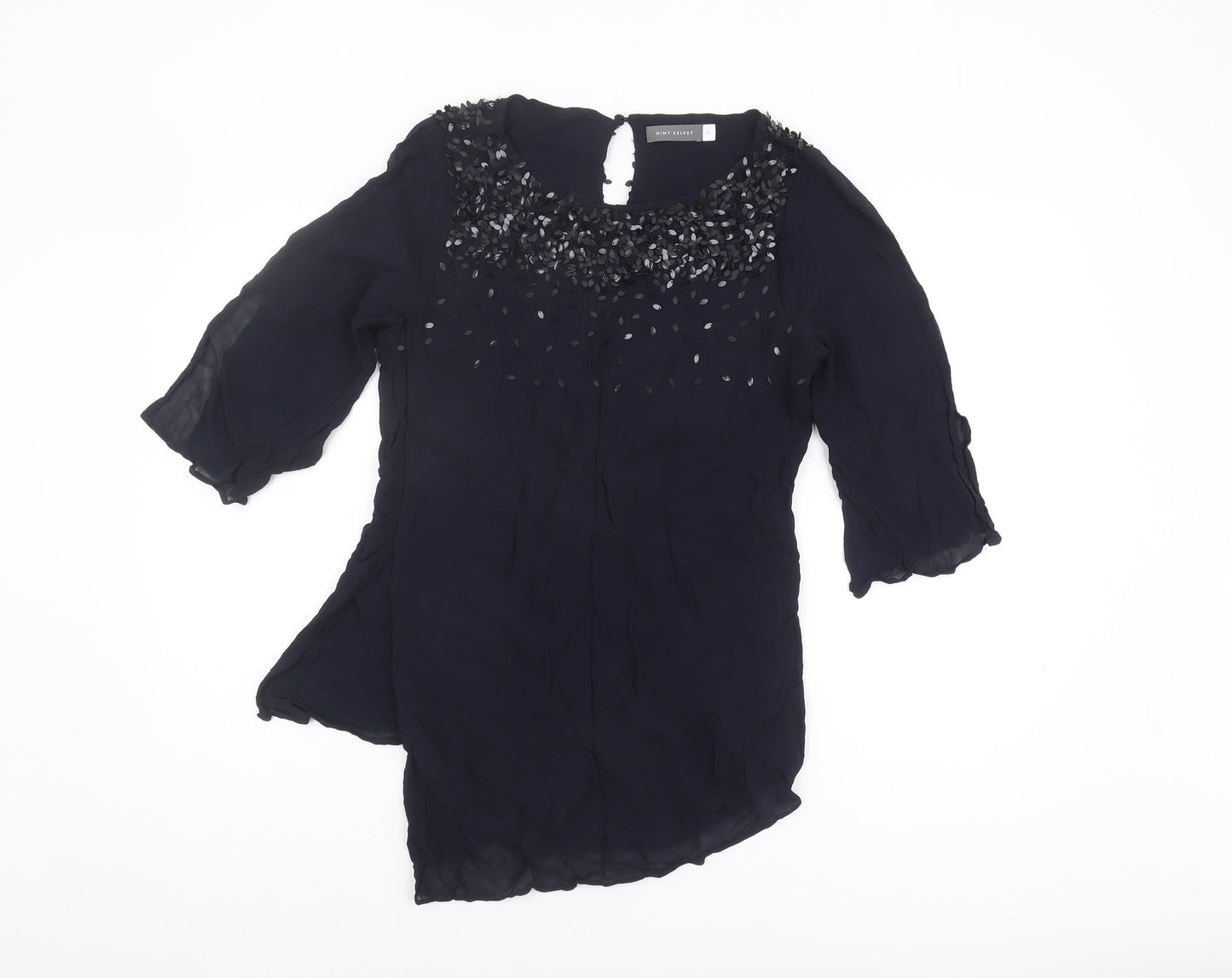 Mint Velvet Women's Black Beaded Blouse Size 14