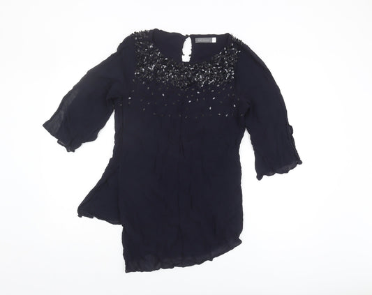 Mint Velvet Women's Black Beaded Blouse Size 14