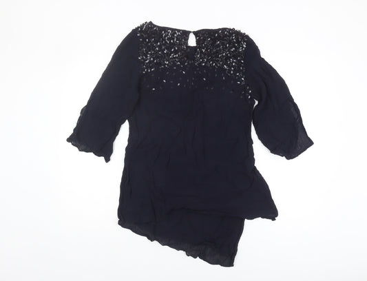 Mint Velvet Women's Black Beaded Blouse Size 14