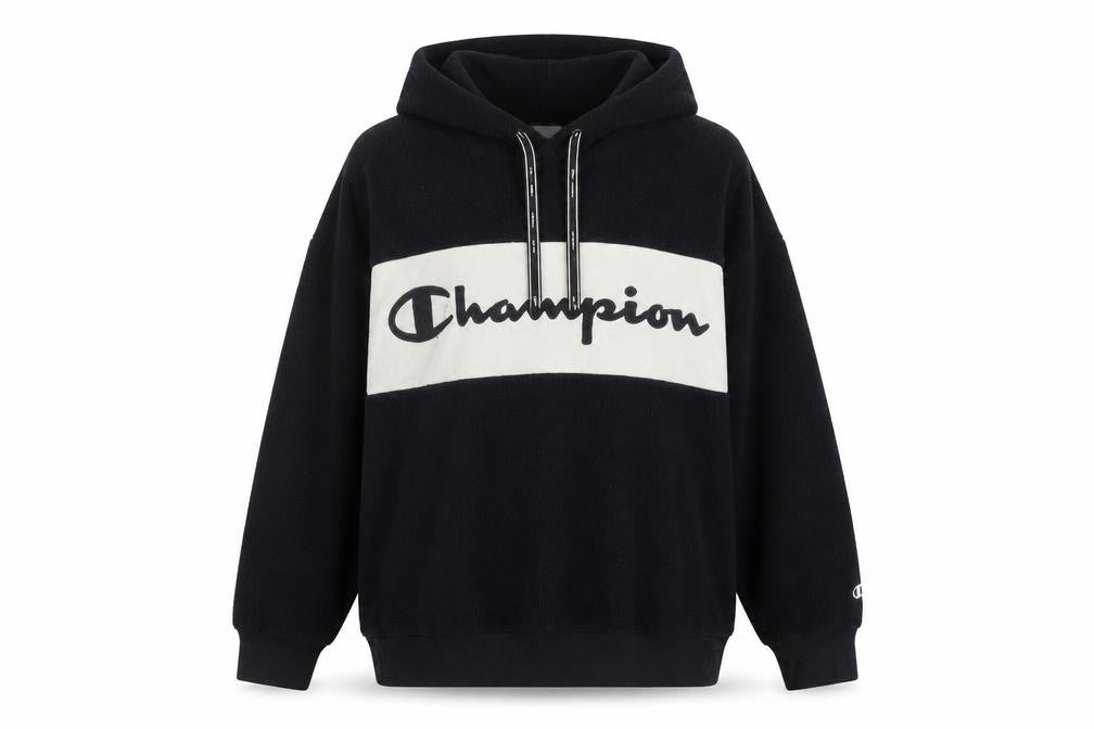 Champion Womens Black Hoodie S - Logo Sports Fleece Casual