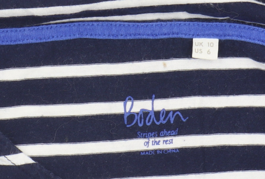 Boden Women's Striped Long Sleeve Blue Top Size 10