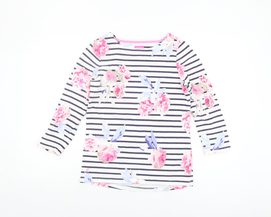 Joules Women's Multicoloured Floral Stripe T-Shirt UK 8